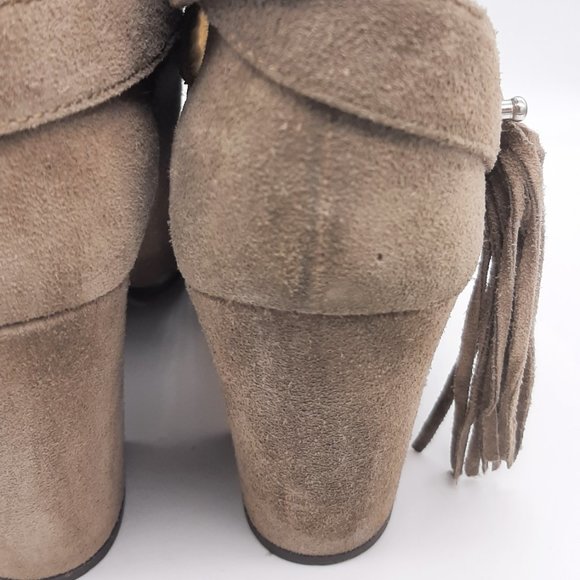 Rag & Bone Harrow Ankle Wrap Fringe Beige Suede Ankle Boots 39.5 - Picture 9 of 16